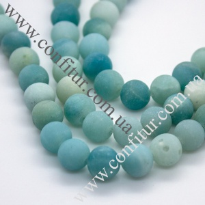 Бусины 8 мм Амазонит натуральный камень класс А матовые круглые бирюзовые, отв. 1 мм