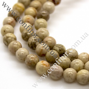 Бусины 6 мм Майфанит натуральный камень круглые бежевые, отв. 1 мм