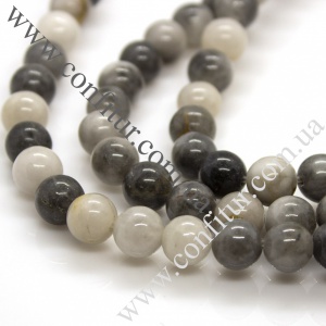 Бусины 8~8,5 мм Орлиный глаз натуральный камень круглые серые, отв. 1 мм