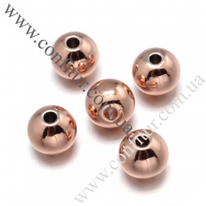 Бусины 3 мм Латунные эко разделители круглые розовое золото, отв. 1 мм