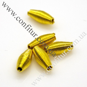 Бусины 9*4 мм Стальные пружинки рис золото, отв. 1 мм