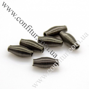 Бусины 9*4 мм Стальные пружинки рис черненые, отв. 1 мм