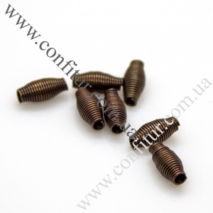 Бусины 9*4 мм Стальные пружинки рис красная медь, отв. 1 мм