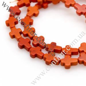 Бусины 10*8*3 мм Бирюза синтетический камень окрашенные крест оранжевые, отв. 1 мм