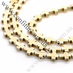 Бусины 10*8*3 мм Бирюза синтетический камень окрашенные крест белые, отв. 1 мм