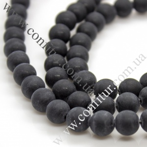 Бусины 8 мм Обсидиан натуральный камень матовые круглые черные, отв. 1 мм