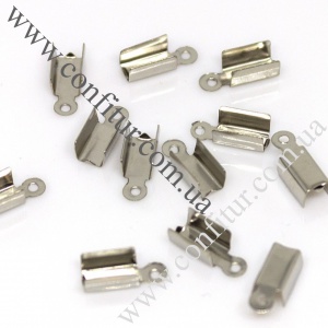 Концевики 12*4*4 мм Железный складной зажим для шнура платина, отв. 1,5 мм