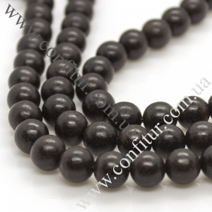 Бусины 8 мм Дерево Черное натуральное для чёток круглые черные, отв. 1 мм