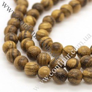 Бусины 8 мм Дерево натуральное круглые светло-коричневые, отв. 1 мм