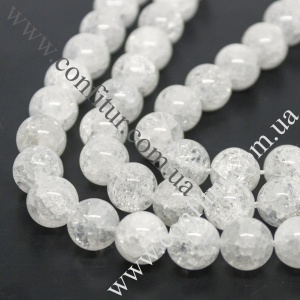Бусины 10 мм Кварц натуральный камень кракле круглые прозрачные, отв. 1 мм