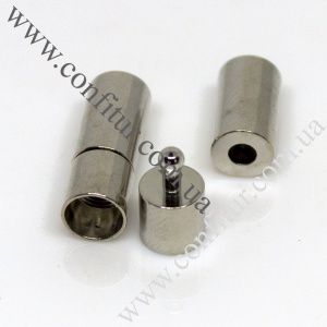 Застежка 21*11,5 мм Латунь замок-штык цилиндр платина, отв. 10 мм