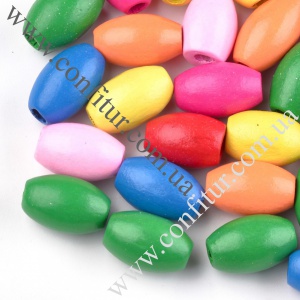 Бусины 19*12 мм Деревянные окрашенные рис микс цветов, отв. 4 мм