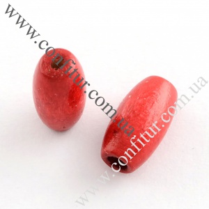 Бусины 15*7 мм Деревянные окрашенные рис красные, отв. 3 мм