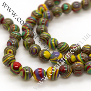 Бусины 8 мм Малахит синтетический камень круглые разноцветные, отв. 1 мм