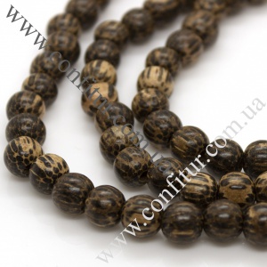 Бусины 9*8 мм Дерево Бодхи натуральное для чёток покрытое воском круглые коричневые, отв. 2 мм