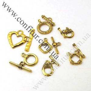 Застежка тогл 12~29*9~24*1~4 мм Сплав бижутерный тибетский стиль палочка 11~32*5~10*1,5~5 мм золото, отв. 1~4 мм