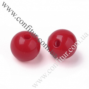 Бусины 12 мм Акрил непрозрачные круглые красные, отв. 3 мм