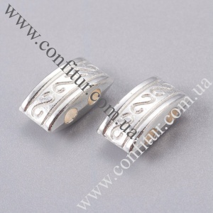 Коннектор 5*10*4 мм Сплав бижутерный тибетский стиль прямоугольный серебро, 2 отв. 1,5 мм