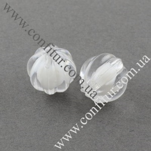 Бусины 8 мм Акрил бусина в бусине прозрачные круглые тыква, отв. 2 мм