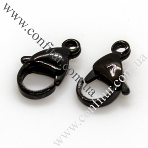 Застежка 15*9*4,5 мм Сталь нержавеющая 304 карабин-лобстер черненый, отв. 2 мм