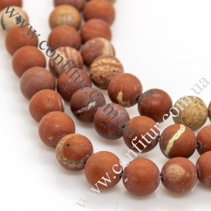 Бусины 8 мм Яшма полосатая натуральный камень матовые круглые красные, отв. 1 мм