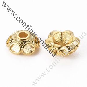 Шапочки для бусин 6*2,5 мм Латунь с позолотой 18К цветок золото, отв. 1,4 мм