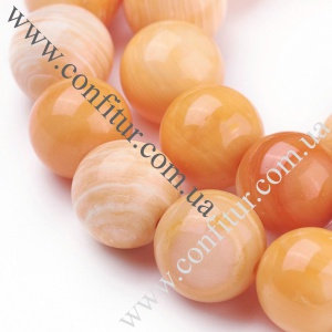 Бусины 8 мм Раковина натуральная круглые оранжевые, отв. 0,8 мм