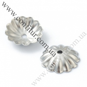 Шапочки для бусин 10,5*3 мм Нержавеющая сталь 304 цветок платина, отв. 1,2 мм