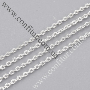 Цепочка 2*1,5*0,5 мм для бижутерии Латунь кабельная несварная овальная серебро