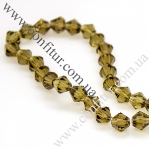 Бусины 6*6 мм Стекло имитация австрийский хрусталь биконус оливка, отв. 1 мм