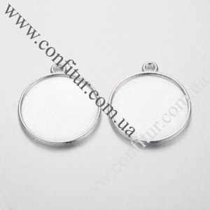 Сеттинг-кулон для кабошона 34*30*4,5 мм Сплав бижутерный тибетский стиль лоток 27 мм серебро, отв. 3 мм