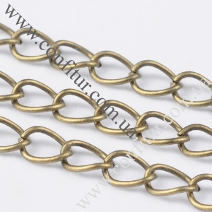 Цепь 6*3*0,7 мм Железная несварная витая твист красная медь