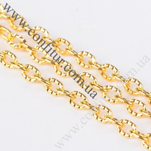 Цепь 4*3*1 мм Железная несварная текстурная поперечная золото