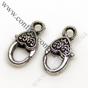 Застежка 17,5*9,5*5 мм лобстер тибетский стиль бижутерный сплав платина, отв. 2 мм