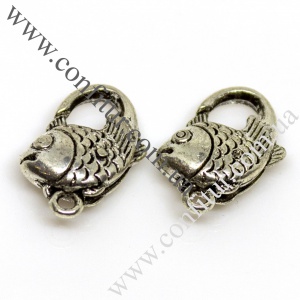 Застежка 16*12 мм карабин-лобстер сплав тибетский стиль античное серебро, отв. 2 мм