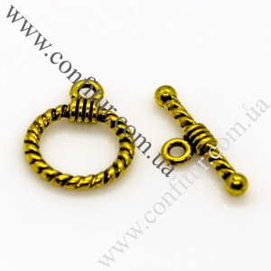 Застежка тогл 14*18,5 мм палочка 20,5*7 мм Сплав бижутерный тибетский стиль античное золото, отв. 2 мм