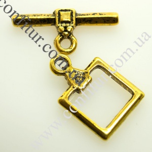 Застежки тогл, Тибетский стиль, 17х12 мм, 20х9 мм, Цвет: Золото, отв. 2 мм