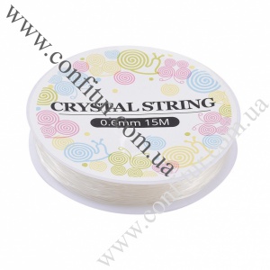 Силиконовая нить 0,6 мм эластичная для браслетов прозрачная, 15 м катушка