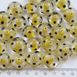 Бусины 15*10 мм стеклянные, прозрачные, счеты, lampwork, желтые, отв. 1 мм