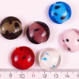 Бусины 20 мм стеклянне, плоско-круглые, lampwork ручная работа, разноцветные, отв. 2 мм