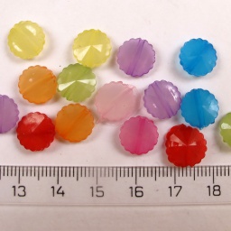 Бусины акриловые 10*3 мм прозрачные, плоско-круглые, разноцветные, отв. 2 мм