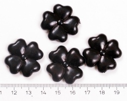 Бусины акриловые 25*5,5 мм непрозрачные, цветок, черный, отв. 2 мм
