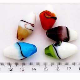Бусины 22*16 мм стеклянные, биконус, ручная работа lampwork, разноцветные, отв. 2 мм