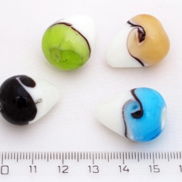 Бусины 23 мм стеклянные, капля, ручная работа lampwork, разноцветные, отв. 1 мм